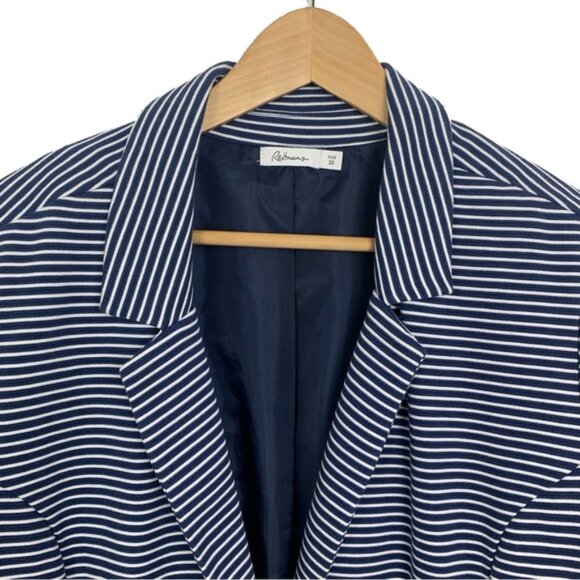Reitmans Navy Blue & White Striped Blazer - Picture 3 of 8